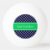 Navy Blue Wt Polka Dot Emerald Green Name Monogram Pingpongbal (Achterkant)
