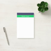 Navy Blue Wt Polka Dot Emerald Green Name Monogram Post-it® Notes (Kantoor)