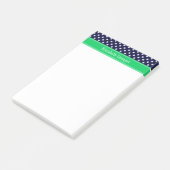 Navy Blue Wt Polka Dot Emerald Green Name Monogram Post-it® Notes (Schuin)
