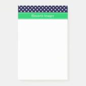 Navy Blue Wt Polka Dot Emerald Green Name Monogram Post-it® Notes (Voorkant)