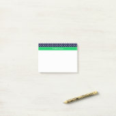 Navy Blue Wt Polka Dot Emerald Green Name Monogram Post-it® Notes (Op bureau)