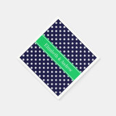 Navy Blue Wt Polka Dot Emerald Green Name Monogram Servetten (Hoek)