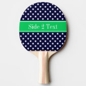 Navy Blue Wt Polka Dot Emerald Green Name Monogram Tafeltennisbatje (Achterkant)