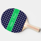 Navy Blue Wt Polka Dot Emerald Green Name Monogram Tafeltennisbatje (Zijkant)