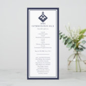 Navy Blue Yacht Club Nautical Menu Programma (Staand voorkant)