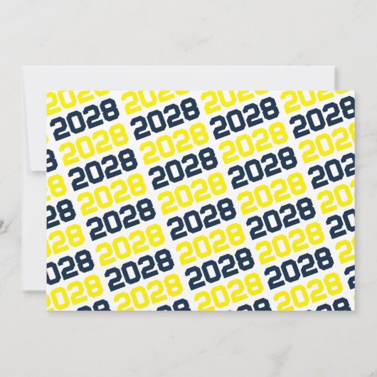 Navy Blue & Yellow 3 foto Afstuderen uitnodiging (Achterkant)