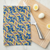 Navy Blue + Yellow Abstract driehoekspatroon Theedoek (Quarter Fold)