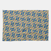Navy Blue + Yellow Abstract driehoekspatroon Theedoek (Horizontaal)