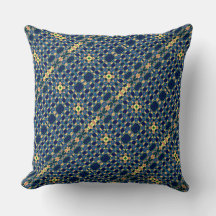 Navy Blue & Yellow Abstract geplakt print 2