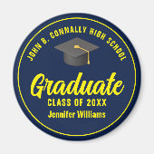 Navy Blue Yellow Afstuderen aangepaste afstudeerfe Magneet (Voorkant)