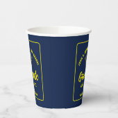 Navy Blue Yellow Afstuderen aangepaste afstudeerfe Papieren Bekers (Links)