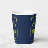 Navy Blue Yellow Afstuderen aangepaste afstudeerfe Papieren Bekers (Rechts)