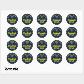 Navy Blue Yellow Afstuderen aangepaste afstudeerfe Ronde Sticker (Vel)