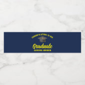 Navy Blue Yellow Afstuderen aangepaste afstudeerfe Waterfles Etiket (Enkel label)