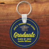 Navy Blue Yellow Afstuderen Custom 2025 Afstuderen Sleutelhanger (Voorkant)