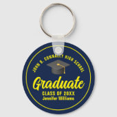 Navy Blue Yellow Afstuderen Custom 2025 Afstuderen Sleutelhanger (Achterkant)