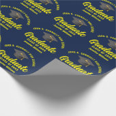 Navy Blue Yellow Afstuderen Custom Afstuderen Cadeaupapier (Hoek)