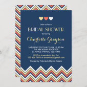 Navy Blue Yellow Chevron Bridal Shower Kaart (Voorkant / Achterkant)