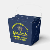 Navy Blue Yellow Custom Graduation Party Fortune Bedankdoosjes (Voorkant Zijde)