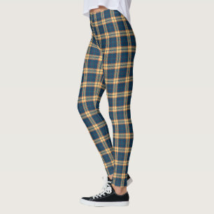 Navy Blue Yellow Madras Pset Leggings