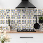 Navy Blue Yellow Mediterranean Stylish White Tegeltje<br><div class="desc">Introducing our gorgeous and single ceramic tile that is perfect for bringing a touch of the Mediterranean to your home. With its modern decorative ornament pattern in striking navy blue and yellow on a crisp white background, this tile will infuse your space with style and elegance. Whether you're looking to...</div>