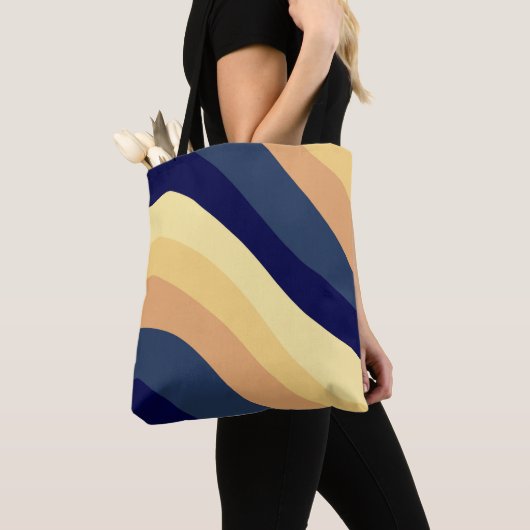 Navy Blue Yellow Oranje Retro Summer Wave #1 Tote Bag (Dichtbij)
