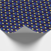 Navy Blue Yellow Pixels Cool Abstract Pattern Geek Cadeaupapier (Hoek)