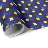 Navy Blue Yellow Pixels Cool Abstract Pattern Geek Cadeaupapier (Rol Hoek)