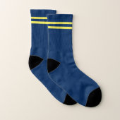 Navy Blue yellow strepen Sokken (Paar)