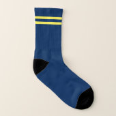Navy Blue yellow strepen Sokken (Links binnenkant)