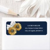 Navy Blue Yellow Sunflower Spring Floral Wedding Etiket (Insitu)