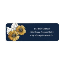 Navy Blue Yellow Sunflower Spring Floral Wedding