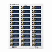 Navy Blue Yellow Sunflower Spring Floral Wedding Etiket (Full Sheet)