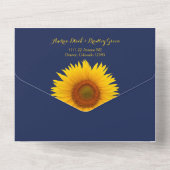 Navy Blue Yellow Sunflower Wedding RSVP All In One Uitnodiging (Achterkant)