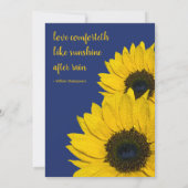 Navy Blue Yellow Sunflower Weduwuitnodiging Kaart (Achterkant)