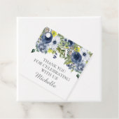 Navy Blue Yellow Waterverf Floral bedankt Bedankjes Labels (In situ)
