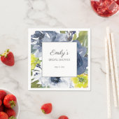 Navy Blue Yellow White Floral Vrijgezellenfeest Servet (Insitu)
