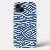 Navy Blue Zebra Animal Stripes Pattern Case-Mate iPhone Case (Achterkant)
