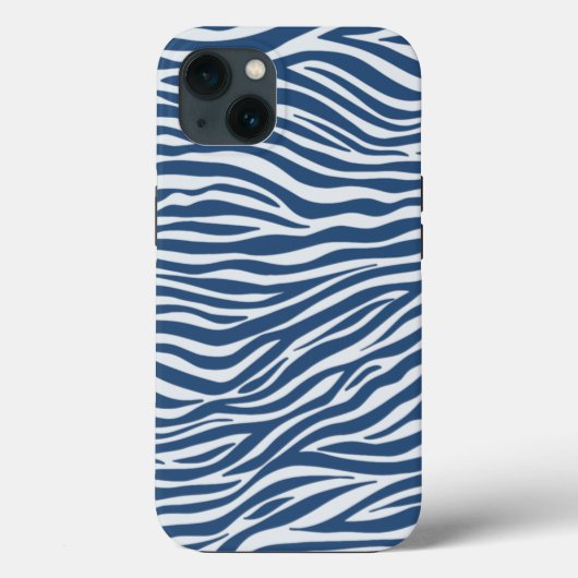 Navy Blue Zebra Animal Stripes Pattern Case-Mate iPhone Case (Achterkant)