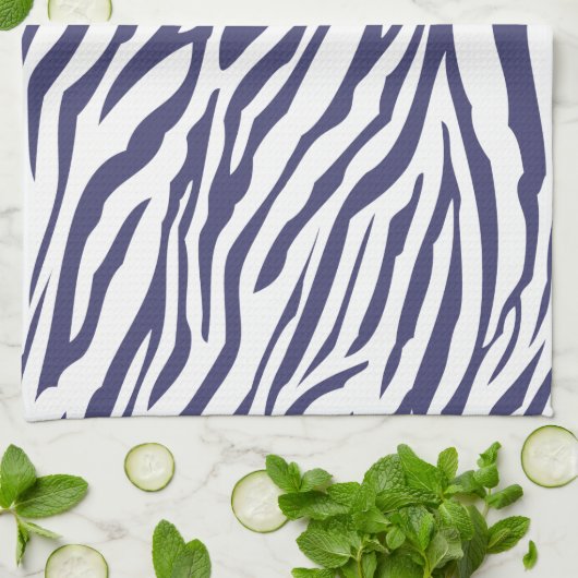 Navy Blue Zebra Pattern Theedoek (Gevouwen)