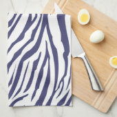 Navy Blue Zebra Pattern Theedoek (Quarter Fold)