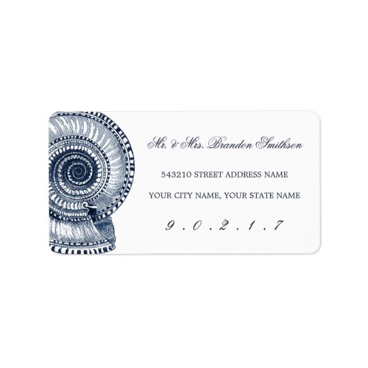 Navy Blue Zee Shell-adreslabel Etiket (Voorkant)