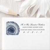 Navy Blue Zee Shell-adreslabel Etiket (Insitu)