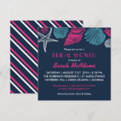 Navy Blue Zee Shell Bridal Shower Kaart (Voorkant / Achterkant)