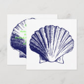 Navy Blue Zee Shell Luau Reception Invitation Kaart (Voorkant / Achterkant)