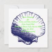 Navy Blue Zee Shell Luau Reception Invitation Kaart (Achterkant)
