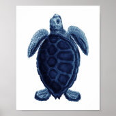Navy Blue Zee Turtle Beach Bathroom Decor Poster (Voorkant)