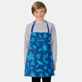 Navy Blue Zeedierenpatroon Kinderen Schort (Gedragen)