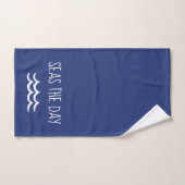 Navy Blue Zeeen the Day Waves Nautical Bad Handdoek (Handdoek)