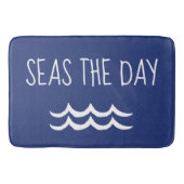 Navy Blue Zeeen the Day Waves Nautical Badmat (Voorkant)